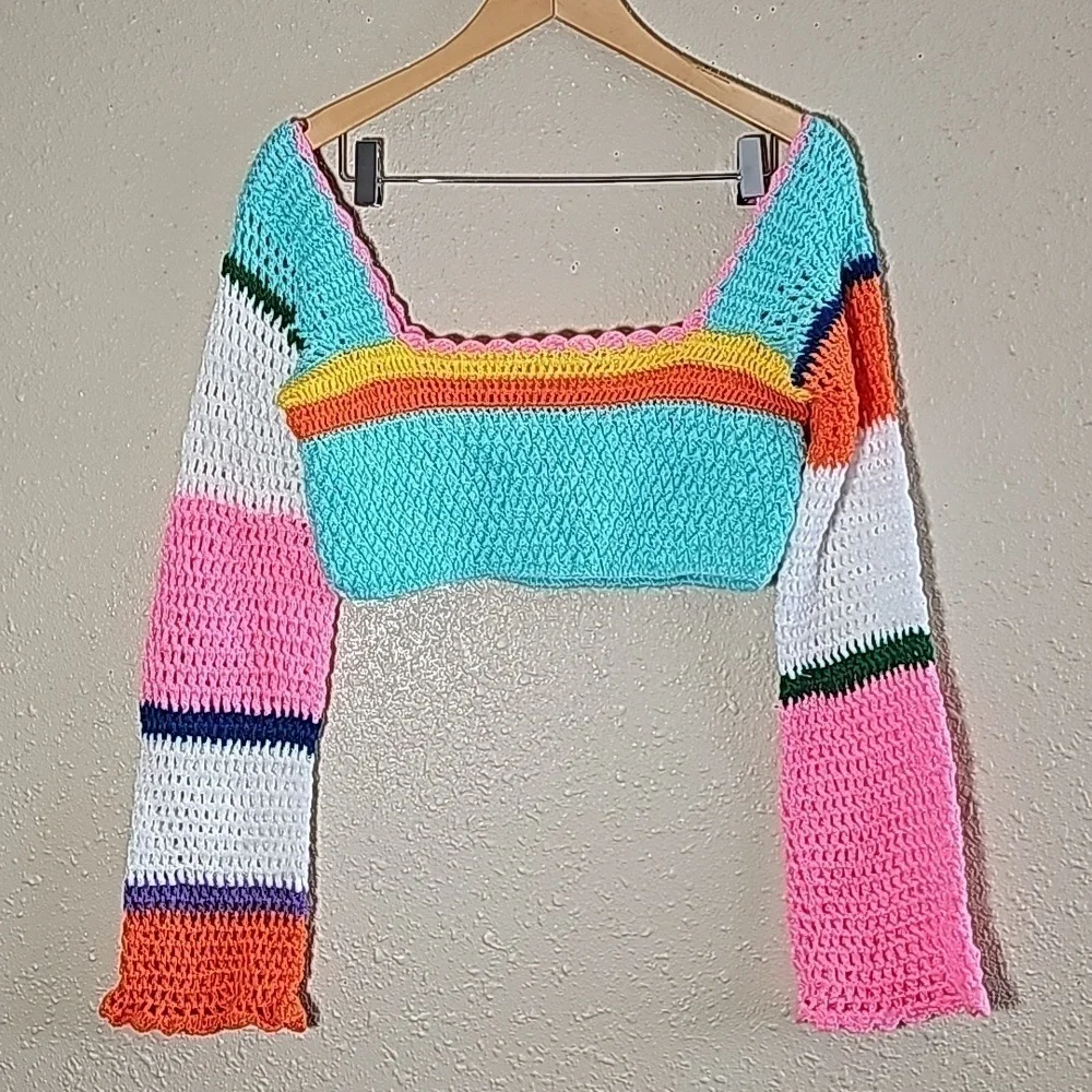 Rainbow Crochet Crop Top